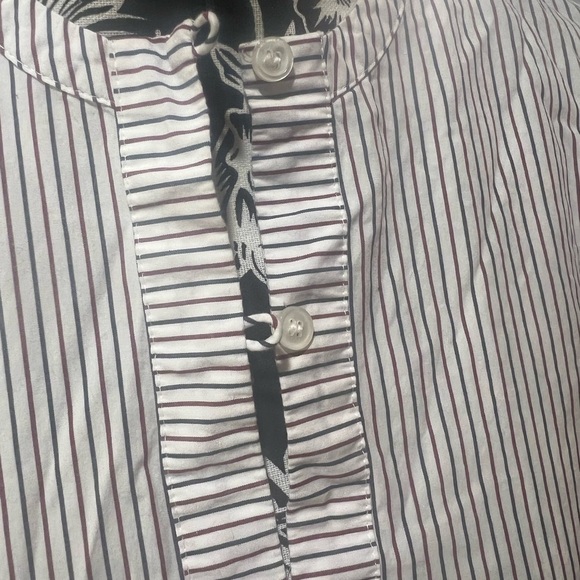 J. Crew Gray Tie Front Embellished Blouse with Mandarin Collar - Picture 4 of 8